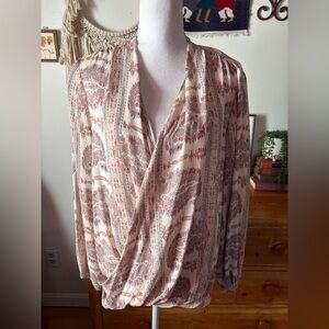 Silk Cream paisley print blouse